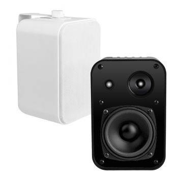 4" Compact Outdoor Patio Speaker Pair 80W, 3-Way Design, Weatherproof IP54 Rated, White/Black AP450